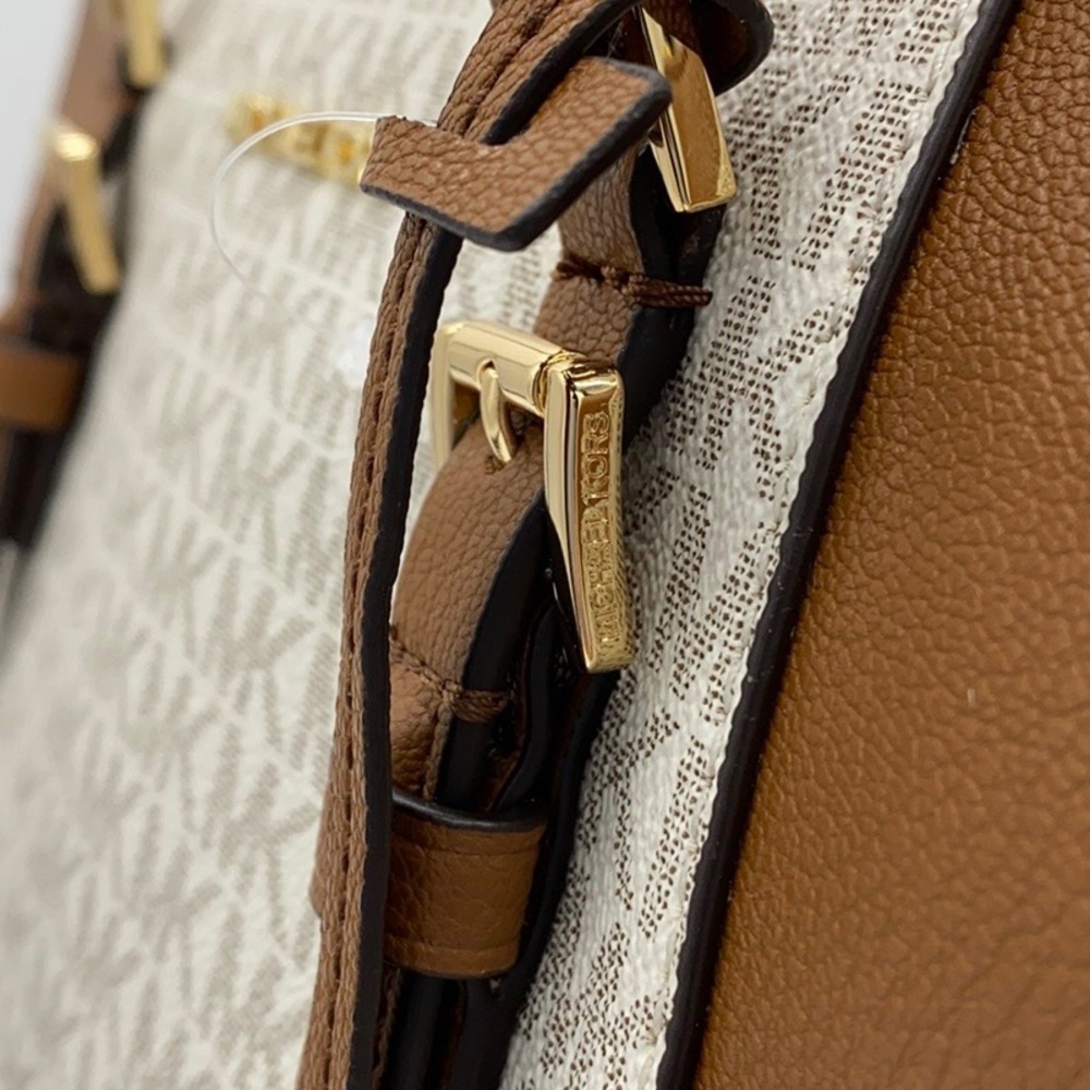 MICHAEL KORS CHARLOTTE LARGE TOP ZIP TOTE VANILLA - Picture 8 of 15